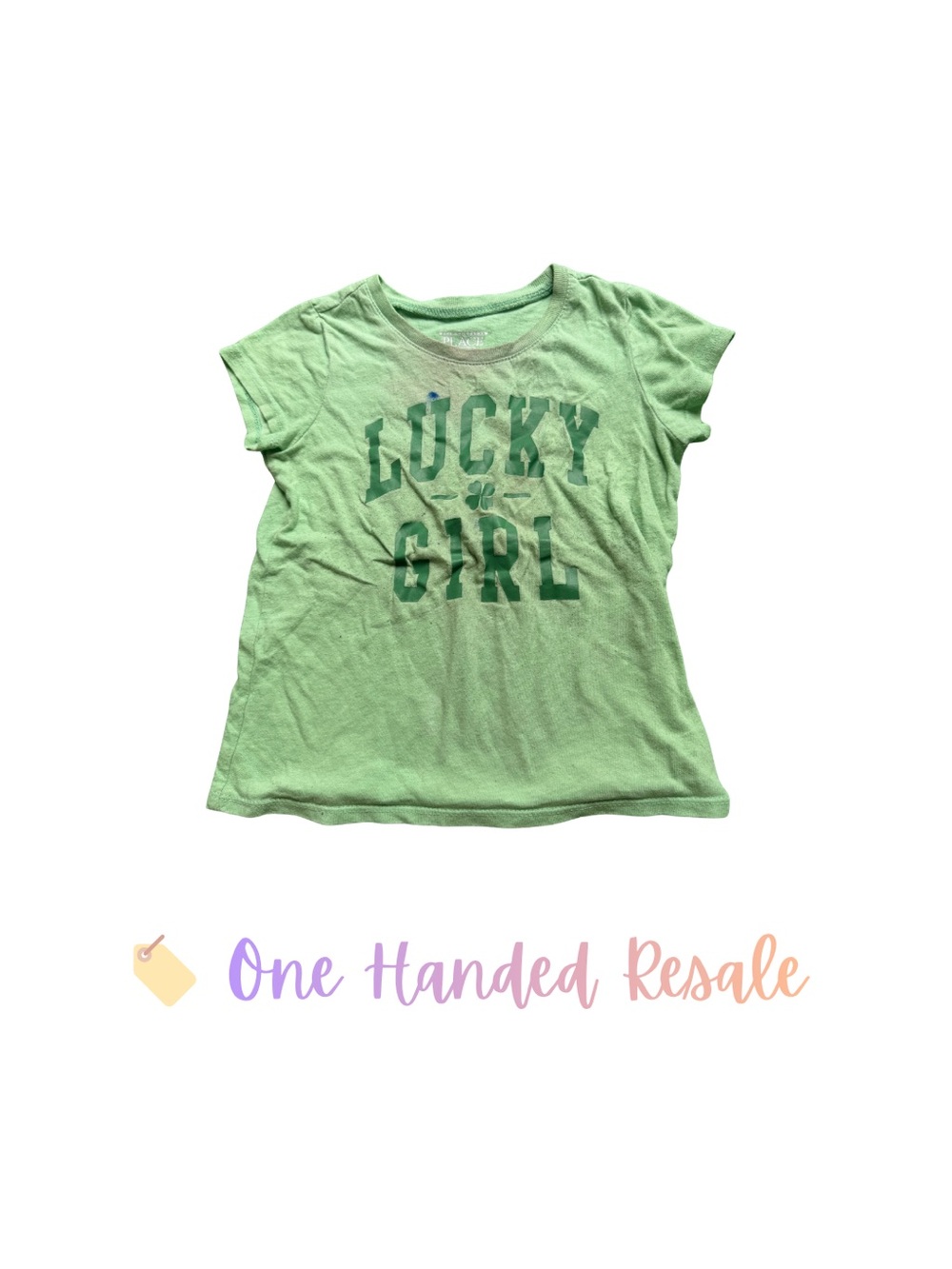 🍀The Children’s Place Lucky Girl Kids Green Clover Shamrock St Patrick’s Day Tee